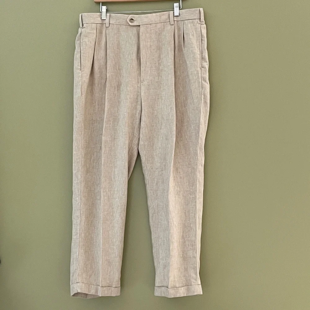 Jos A Bank Travelers Collection Mens Linen Pants 38x30 (36x29) Beach Wedding